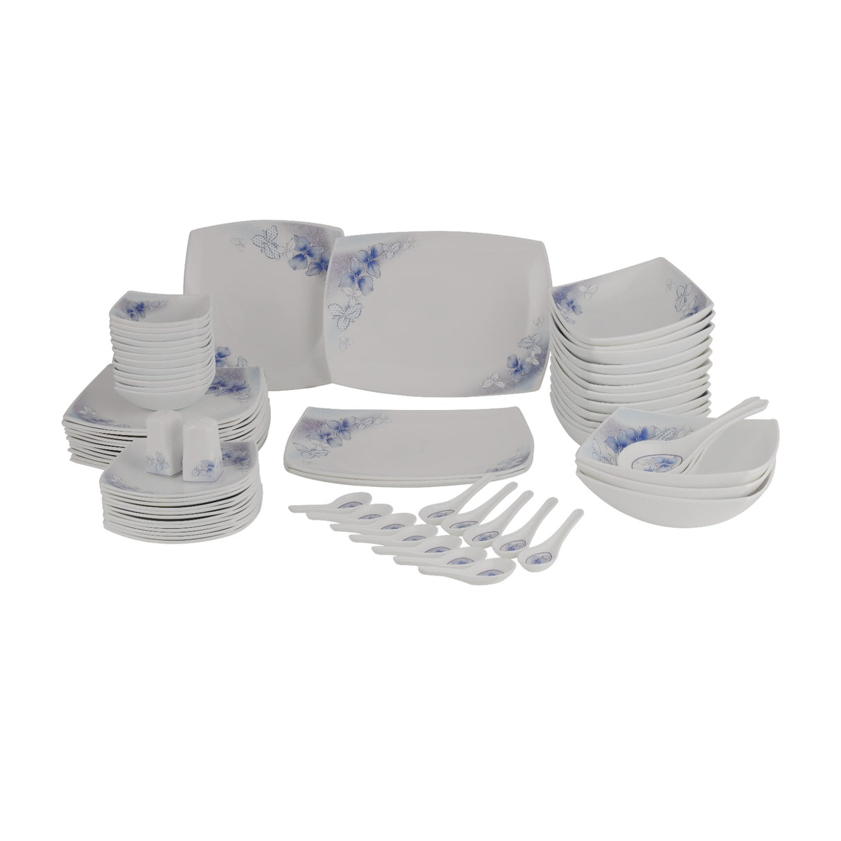 Royalford RF9757 71Pcs Opalware Dinner Set| lightweight |chip-resistant |elegant floral design| freezer, dishwasher & microwave safe |Perfect for family dining & gifting