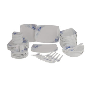 Royalford RF9757 71Pcs Opalware Dinner Set| lightweight |chip-resistant |elegant floral design| freezer, dishwasher & microwave safe |Perfect for family dining & gifting