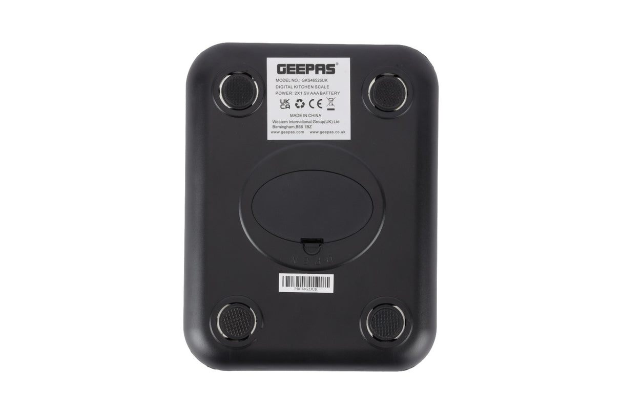Geepas Digital Kitchen Scale GKS46526UK 5kg | LED Display | Tare Function | High Precision Sensor | Auto On/Off | Stainless Steel Platform & Accurate 1g Measurement
