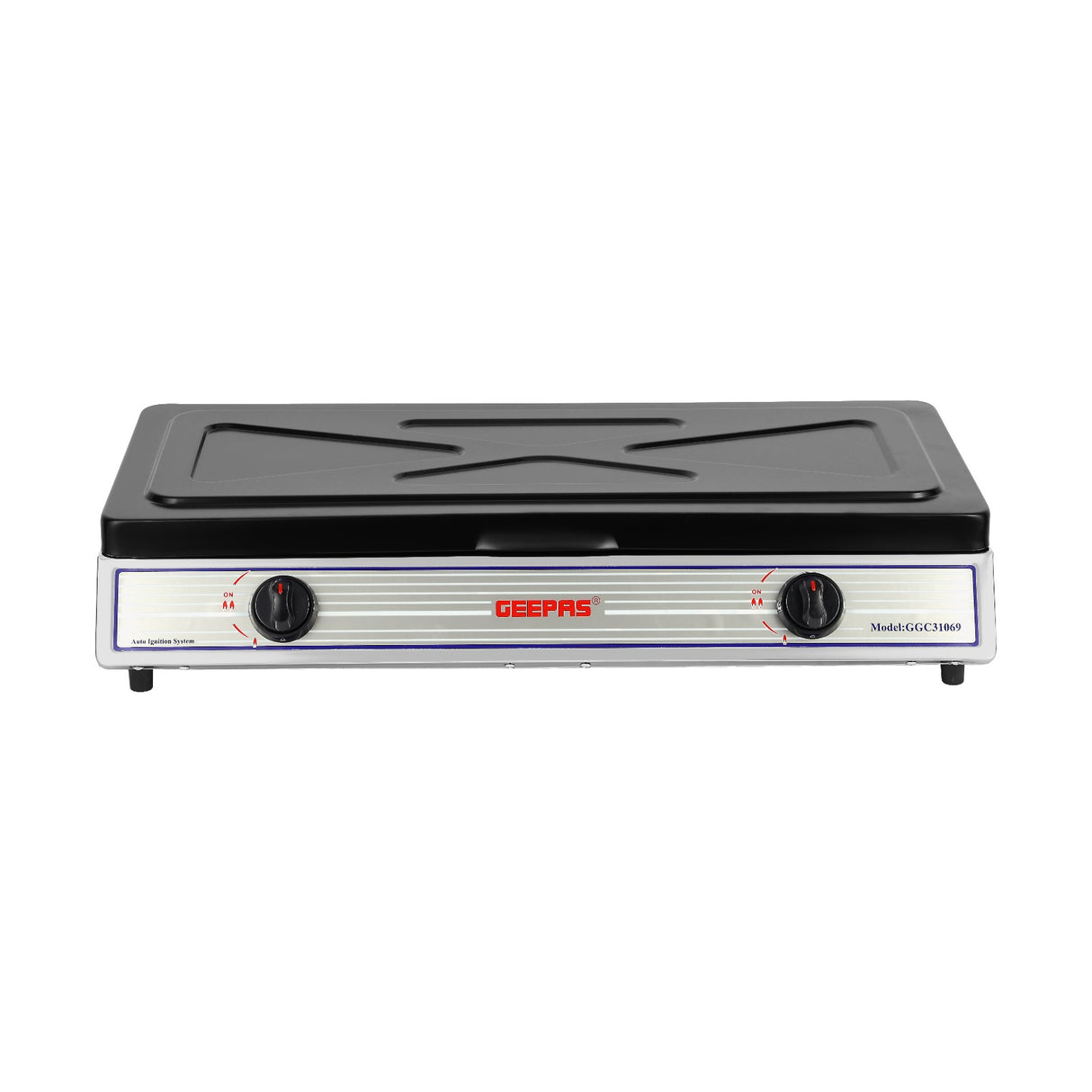 Geepas GGC31069 Stainless Steel Gas Cooker | Heavy Duty Cast Iron Burners| Automatic Ignition System| Polished Durable Frame & Gas Saving Design for Efficient  Cooking