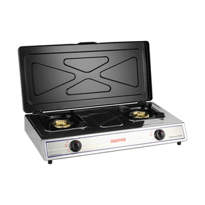 Geepas GGC31069 Stainless Steel Gas Cooker | Heavy Duty Cast Iron Burners| Automatic Ignition System| Polished Durable Frame & Gas Saving Design for Efficient  Cooking