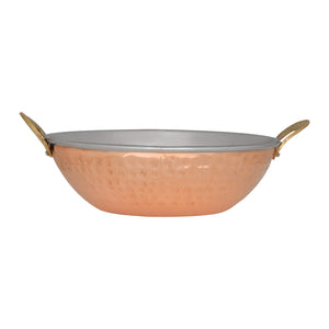 Royalford RF10395 Copper Steel Serving Kadai | Double Wall Design | Stainless Steel Inner| Hammered Copper Outer Finish| Elegant Serveware  for Curries & Festive Dining