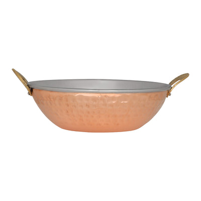 Royalford RF10395 Copper Steel Serving Kadai | Double Wall Design | Stainless Steel Inner| Hammered Copper Outer Finish| Elegant Serveware  for Curries & Festive Dining