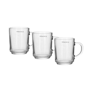 Royalford RF9971 Glass Tumbler Set 3 PCS | 210ml Lead-Free Clear Glass Mugs | Crystal Clear Durable Drinkware | Comfortable Handle | Creative Design& Dishwasher Safe
