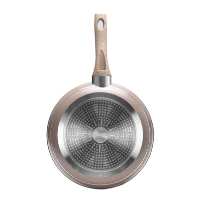 Royalford RF9465BGE Smart Granite Series Frypan | Forged Aluminium Granite Coated Induction Compatible Frying Pan | Soft Touch Heat Resistant Handle for Healthy Cooking