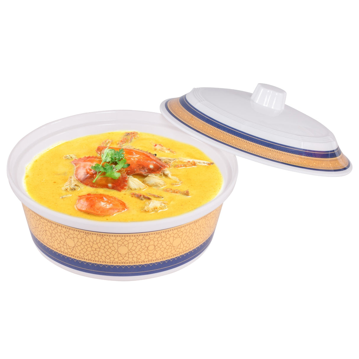 Royalford RF7804 Revolving Serving Tray | Premium Melamine 360 Degree Rotating Dining Tray with Square & Round Bowls with Lids | Elegant Table Serving Home & Party Use