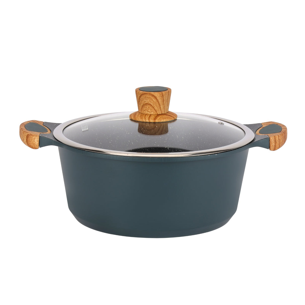 Royalford RF12508 RoyalEmerald 10 Pcs Granite Coated Die-Cast Cookware Set with Glass Lids | Soft-Touch Handles | Non-Stick PTFE PFOA Free, Induction Ready Cooktops