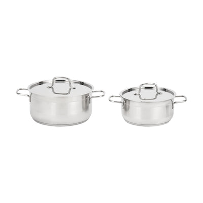 Royalford RF12925 Stainless Steel Cookware Set 9 PCS with Lids | Induction Compatible | Extra-Thick Multi-Layer Base Cooking Pots, Casseroles & Frypan For Daily Use