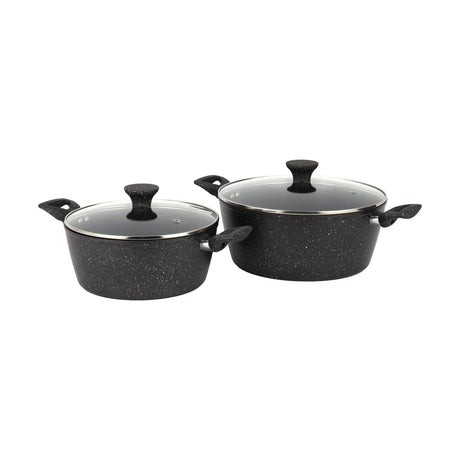 Royalford RF12771 PRIDO Forged Aluminium Cookware Set 8 PCS | Ceramic Coated Non Stick Interior| Durable 4mm Edge| Tempered Glass Lid Pots & Pans Set for Daily Cooking