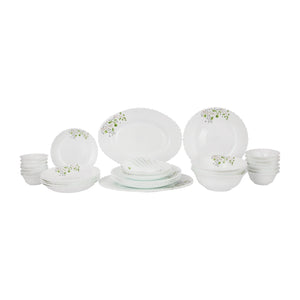 Royalford RF12881 Opalware Dinner Set 42 Pieces | Premium Lightweight Microwave & Dishwasher Safe Dinnerware Plates, Bowls & Spoons for Elegant Everyday Dining at Home