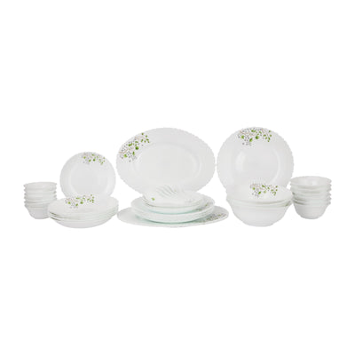 Royalford RF12881 Opalware Dinner Set 42 Pieces | Premium Lightweight Microwave & Dishwasher Safe Dinnerware Plates, Bowls & Spoons for Elegant Everyday Dining at Home