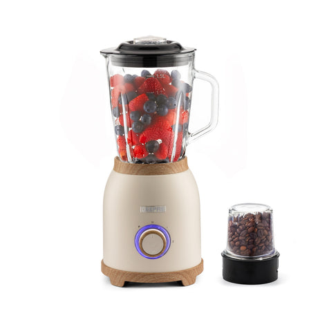 Geepas GSB44045UK-CR 800W 2-in-1 Blender with Grinder | 1.5L Glass Jar | Stainless Steel Blades | Pulse Control and Stylish NordiQ Design for Daily Home Kitchen Use