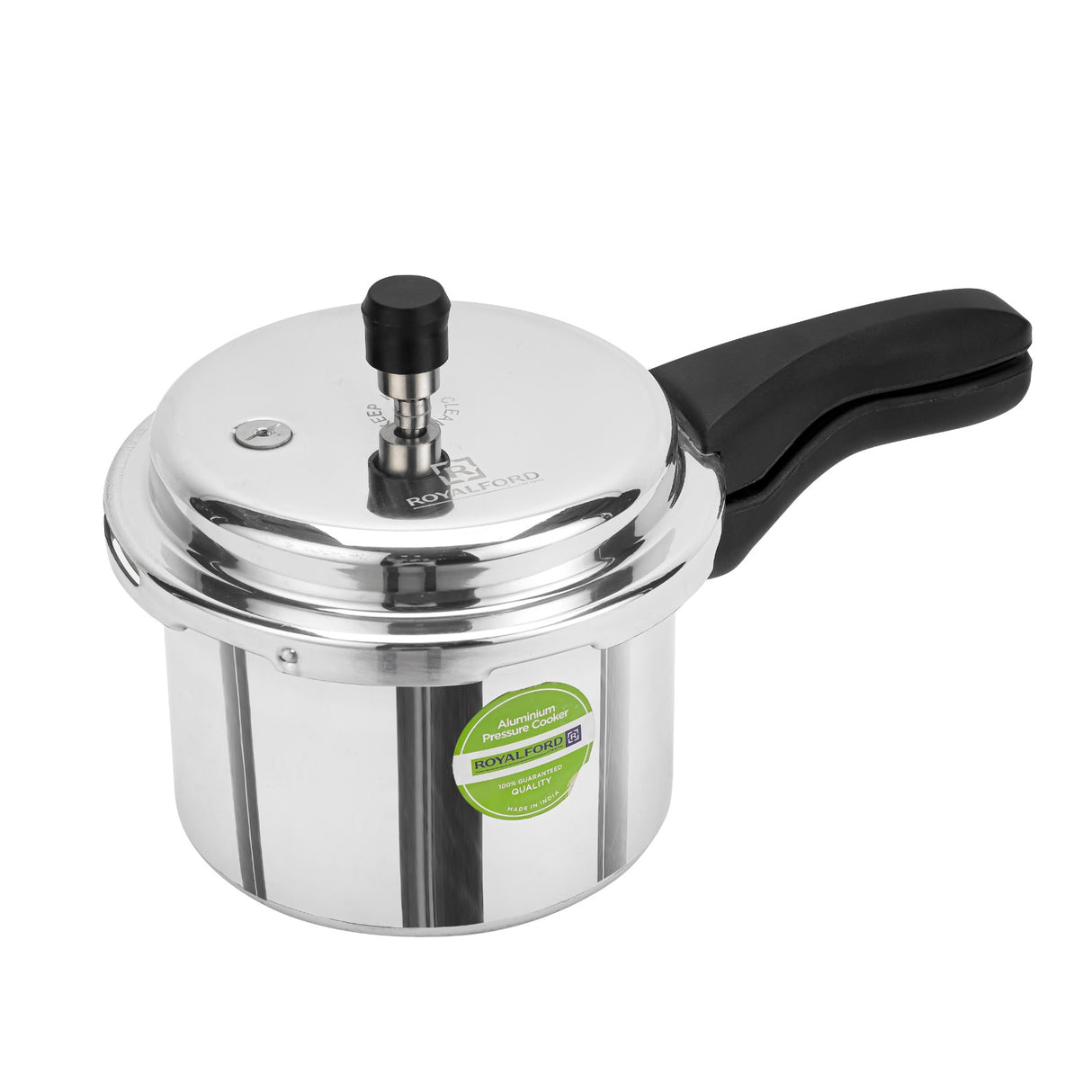 Royalford RF11941NS 3L Aluminium Pressure Cooker | Improved Pressure Regulator | Anti-Implosion Lid | Stepped Bottom Design | Strong Ergonomic Handle | 2-Year Warranty
