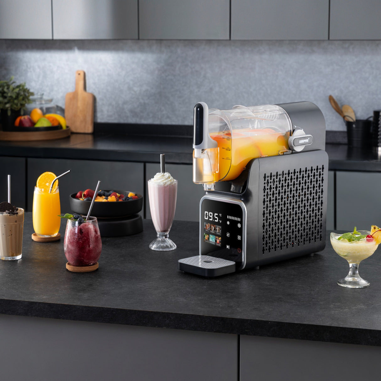 Geepas Slushie Machine GSM63093 – 7 Smart Programs, Touchscreen, Frozen Drinks Maker, 12-Hour Chill