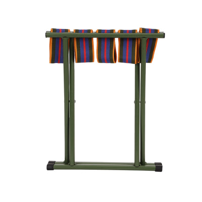 Royalford RF12939 Foldable Camping Stool | Heavy Duty Iron Frame & Durable Woven Seat – Portable Outdoor Folding Stool for Camping, Fishing, Picnic & Garden Use