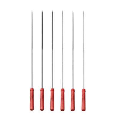 Royalford RF11681 BBQ Square Skewers | 6 Pcs Stainless Steel Barbecue Grill Skewers | Heat Resistant Handle | Reusable Metal Kebab Skewers for Meat, Vegetables & Grilling