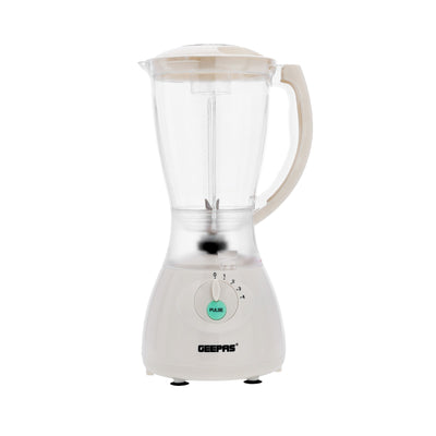 Geepas 400W | 3 in 1 Multifunctional Blender | Safety lock | Stainless Steel Blades| 4 Speed with Pulse | 1.5L Jar| Over Heat Protection | Coffee Grinder & Smoothie Maker