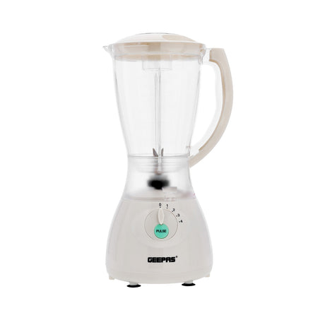 Geepas 400W | 3 in 1 Multifunctional Blender | Safety lock | Stainless Steel Blades| 4 Speed with Pulse | 1.5L Jar| Over Heat Protection | Coffee Grinder & Smoothie Maker