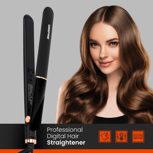 Geepas GHS86003 Professional Digital Hair Straightener | Ceramic Plate | 230°C | LED display | Adjustable temperature control | Slim, ergonomic design | Lockable handle