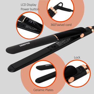 Geepas GHS86003 Professional Digital Hair Straightener | Ceramic Plate | 230°C | LED display | Adjustable temperature control | Slim, ergonomic design | Lockable handle