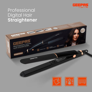 Geepas GHS86003 Professional Digital Hair Straightener | Ceramic Plate | 230°C | LED display | Adjustable temperature control | Slim, ergonomic design | Lockable handle