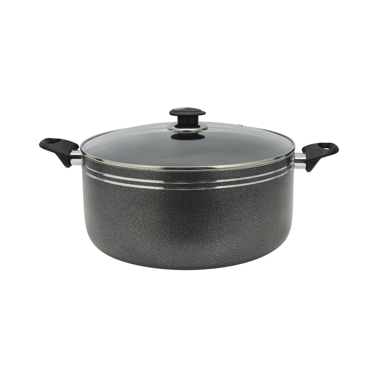 Royalford RF11203 36CM Aluminium Non-Stick Casserole with Glass Lid |Premium Press Aluminium Construction |3-Layer Non-Stick Coating |3.0mm Thick Body |Tempered Glass Lid