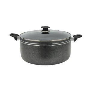 Royalford RF11203 36CM Aluminium Non-Stick Casserole with Glass Lid |Premium Press Aluminium Construction |3-Layer Non-Stick Coating |3.0mm Thick Body |Tempered Glass Lid