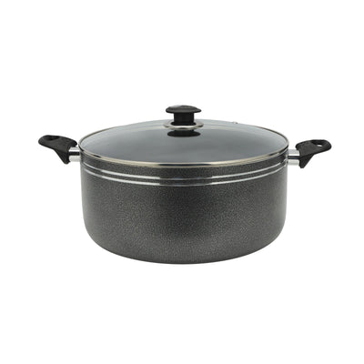 Royalford RF11203 36CM Aluminium Non-Stick Casserole with Glass Lid |Premium Press Aluminium Construction |3-Layer Non-Stick Coating |3.0mm Thick Body |Tempered Glass Lid