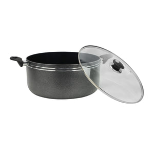 Royalford RF11203 36CM Aluminium Non-Stick Casserole with Glass Lid |Premium Press Aluminium Construction |3-Layer Non-Stick Coating |3.0mm Thick Body |Tempered Glass Lid
