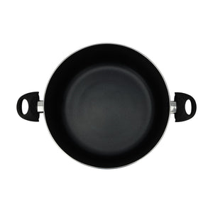 Royalford RF11201 32cm Aluminium Non-Stick Casserole with Glass Lid |Premium Press Aluminium Body | 3.0mm Thick Construction |Tempered Glass Lid | Heat-Resistant Exterior