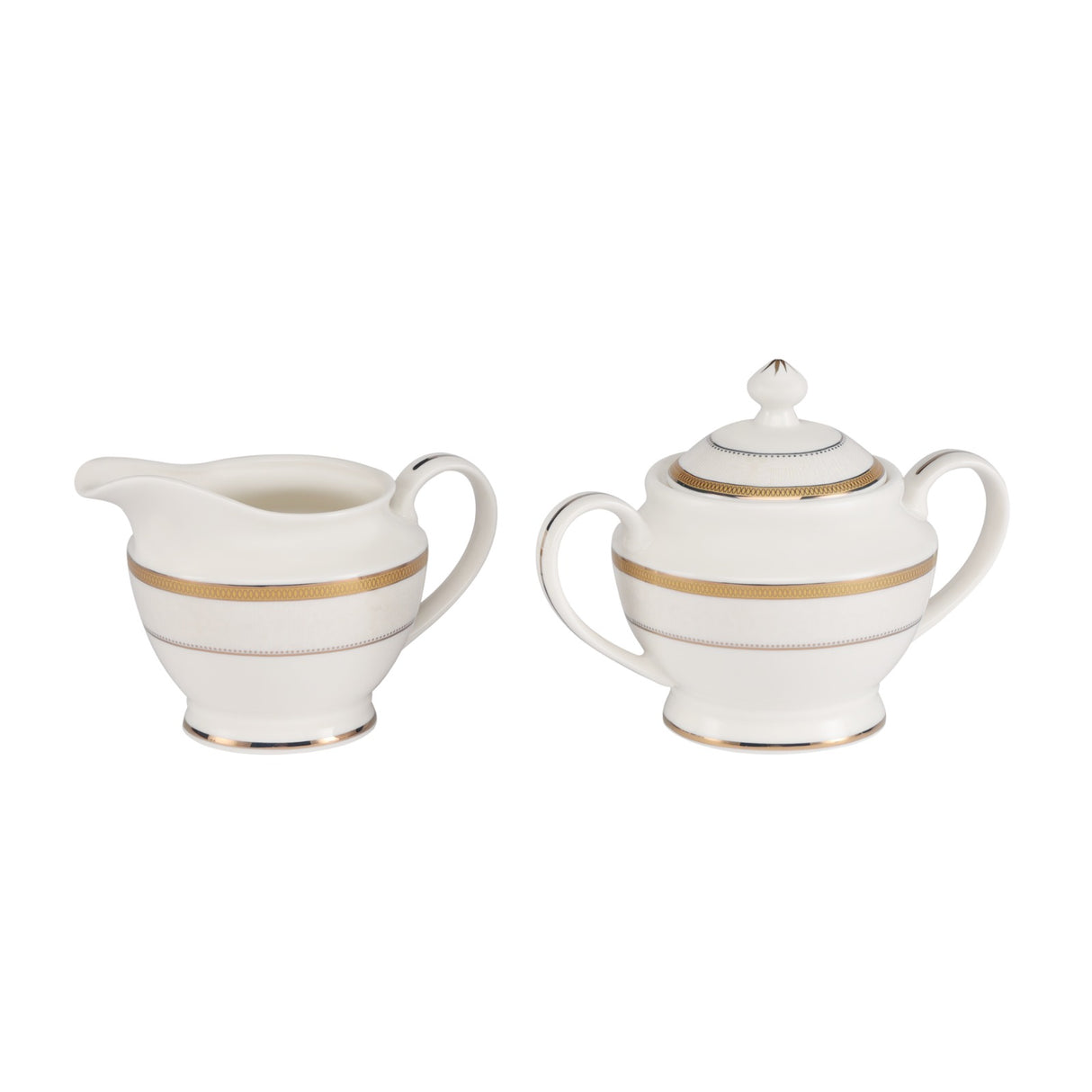 Royalford RF11047 83-Piece Premium Bone China Dinner Set | Elegant Gold Rim Dinnerware Set | 100% Food-Grade Material | Chip-Resistant Construction | Dishwasher Safe