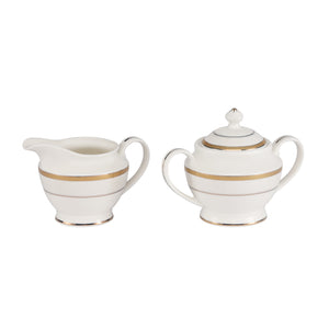 Royalford RF11047 83-Piece Premium Bone China Dinner Set | Elegant Gold Rim Dinnerware Set | 100% Food-Grade Material | Chip-Resistant Construction | Dishwasher Safe
