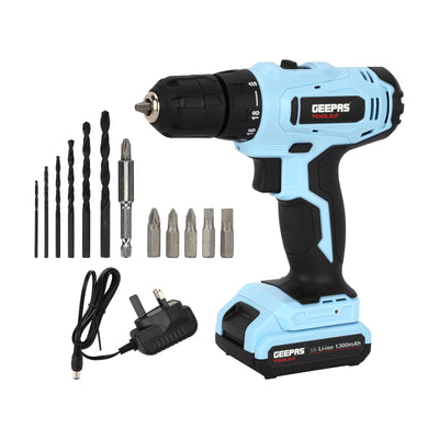 Geepas GCD7628 12V Cordless Drill | 25Nm Torque, 1.3Ah