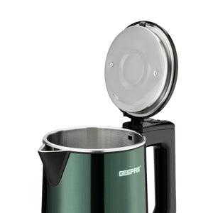 Geepas GK38037 1.8L Double Layer Electric Kettle | 1500W Fast Heating | Boil-Dry Protection & Auto Shut-Off | 360° Rotational Base | Power Indicator Light | Durable