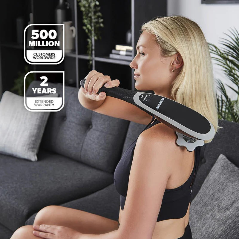 Geepas GM86097UK Cordless Handheld Massager | 3 Adjustable Vibration Levels| 3 Massage Modes| Rechargeable Battery| 15-Min Auto Timer| Anti-Slip Handle |2 Years Warranty