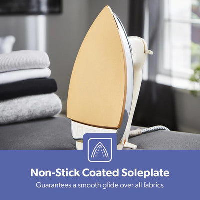 Geepas GDI23011 Automatic Heavy Weight Dry Iron| 1200W|Teflon Coated Soleplate| Adjustable Temperature Control| Overheat Protection| Smooth Glide Design| 7-Year Warranty