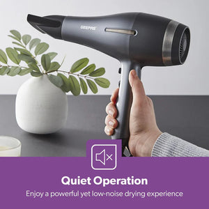 Geepas GHD86052UK Professional Ionic Hair Dryer | 2200W AC Motor | 3 Heat & 2 Speed Settings| Cool Shot | Ionic Function | Diffuser | Concentrator | 2 Years Warranty