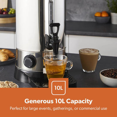 Geepas 10L Stainless Steel Water Boiler GK6155 | High Efficiency 1650W Electric Hot Water Dispenser| Durable Construction | Safe for Daily Use | 2 Years Warranty