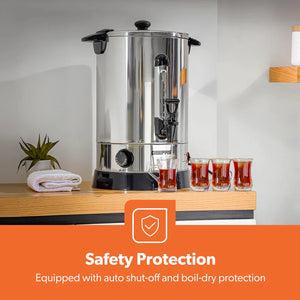 Geepas 15L Stainless Steel Water Boiler GK5219 | 1650W High Performance Electric Hot Water Dispenser| Durable Build| Safe to Use| Ideal for Home & Office|2 Years Warranty