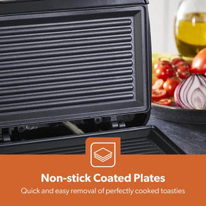 Geepas GGM6001 Stainless Steel Grill Maker | 2 Slice Capacity| 750W Power| Non-Stick Plates| Overheat Protection| Power Indicator| Easy to Clean|  2 Years Warranty