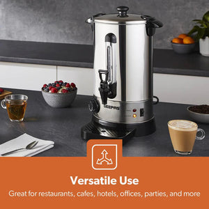 Geepas 10L Stainless Steel Water Boiler GK6155 | High Efficiency 1650W Electric Hot Water Dispenser| Durable Construction | Safe for Daily Use | 2 Years Warranty