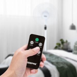 Geepas GF21159 Smart Stand Fan | WiFi & Bluetooth Control | 9-Hour Timer| 3-Speed Setting| 5 Blades| Full Copper Motor| Remote App| Adjustable Height| 2 Years Warranty