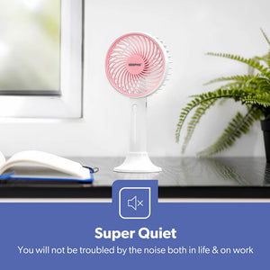 Geepas GF21206 4-Inch Rechargeable Handy Fan | Portable Personal Fan with Powerful Motor| 3 Speed Settings| USB Charging| Long Battery Life| Lightweight| 2 Years Warranty