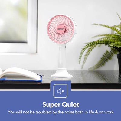 Geepas GF21206 4-Inch Rechargeable Handy Fan | Portable Personal Fan with Powerful Motor| 3 Speed Settings| USB Charging| Long Battery Life| Lightweight| 2 Years Warranty