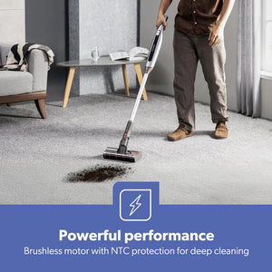 Geepas GVC19062UK Cordless 2-in-1 Stick & Handheld Vacuum Cleaner |HEPA Filter |Double Roller Brush | LED Display |Powerful Brushless Motor| Cordless & Lightweight Design