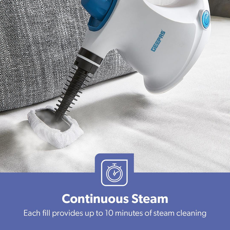 Geepas GSC63064UK Handheld Steam Cleaner | 1050W Powerful Cleaning| 380ml Water Tank| 110°C High Temperature Steam|  9–10 Minutes Continuous Steam| 2 years Warranty