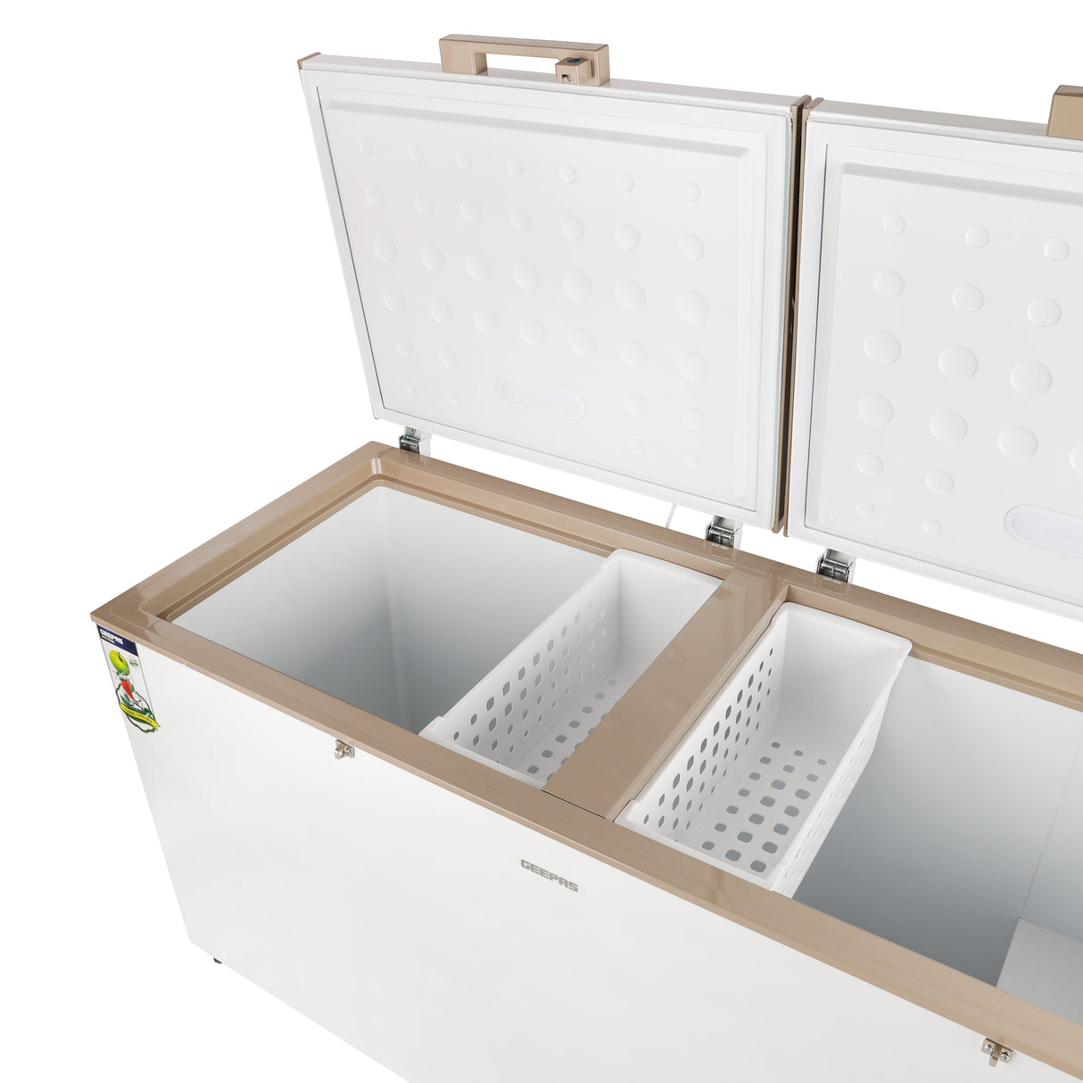 Geepas GCF55019WAH 550L Chest Freezer | Turbo Cooling | LED Light | Adjustable Thermostat | Lock & Key | 100% HCF Free | High-Efficiency Cooling | 1-Year Warranty