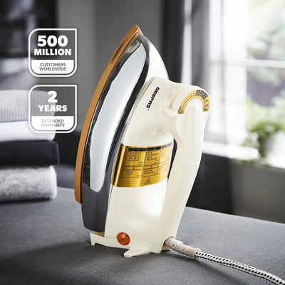 Geepas GDI23011 Automatic Heavy Weight Dry Iron| 1200W|Teflon Coated Soleplate| Adjustable Temperature Control| Overheat Protection| Smooth Glide Design| 7-Year Warranty