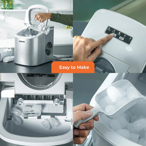 Geepas Portable Automatic Ice Maker GIM63053UK | 12kg/Day Production Capacity| 1.2L Water Tank| 600g Ice Storage| Makes 9 Ice Bullets in 7 Minutes| 2 Years Warranty