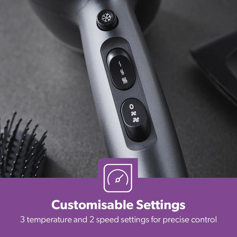 Geepas GHD86052UK Professional Ionic Hair Dryer | 2200W AC Motor | 3 Heat & 2 Speed Settings| Cool Shot | Ionic Function | Diffuser | Concentrator | 2 Years Warranty